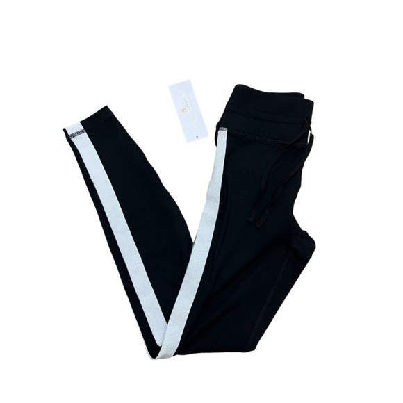 Spiritual Gangster Sporty High Waist Leggings Black White Sparkly Stripe Sz XS - Picture 2 of 10